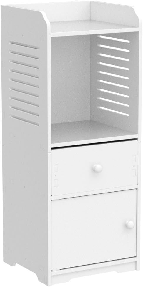 Storage Cabinet, Small Floor Bathroom Organizer Free Standing, Side Toilet Cabinet with Drawer and Door,