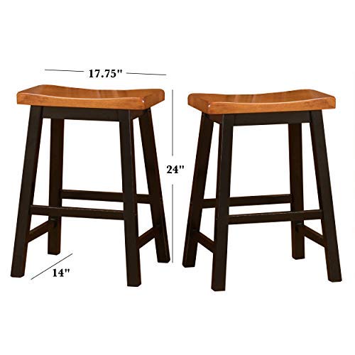 Christopher Knight Home Pomeroy 24" Saddle Stools, 2-Pcs Set, Walnut / Black