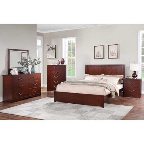 California King Bed Wooden 2 Panels Headboard Design, Cherry