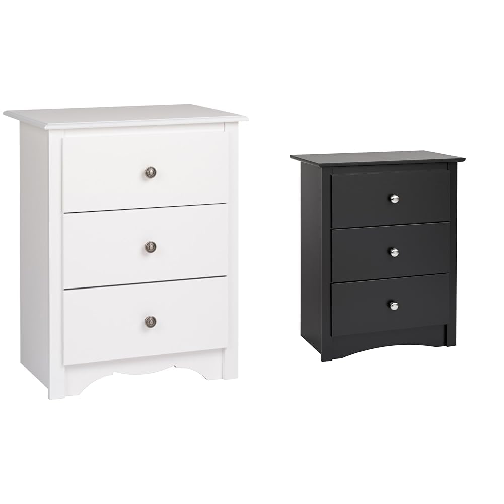 Sonoma White and Black Tall 3-Drawer Nightstand