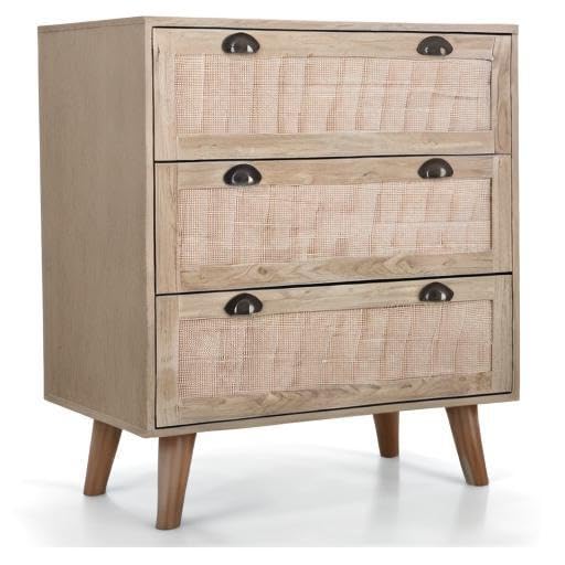Rattan Nightstand Boho Cabinet Small Dresser