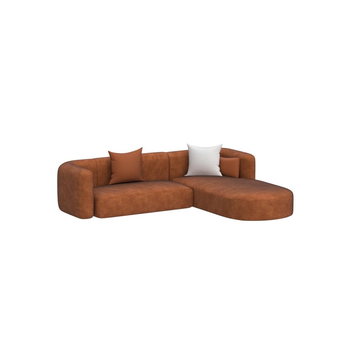 Luxury Modern Tight Curved Back Velvet Sofa, Minimalist Style Comfy Couch