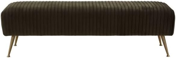 Collection Salome Giotto Shale and Antique Brass Velvet Bench
