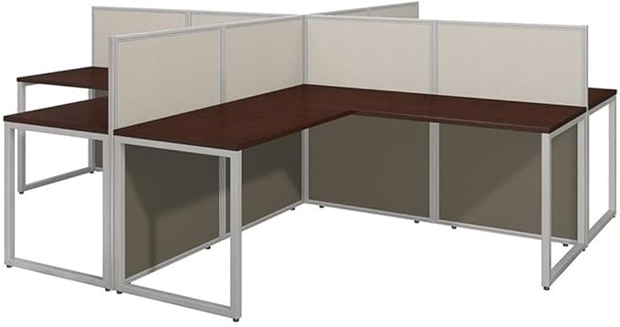 Furniture Easy Office 60W 4 Person L Shaped Cubicle Desk Workstation