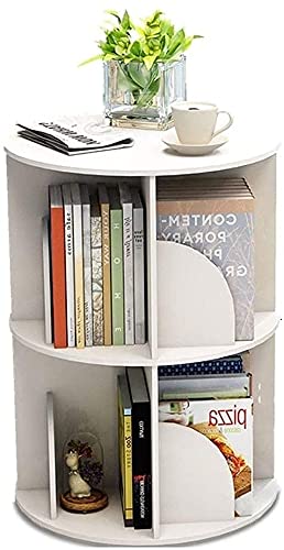 Bedroom 360°Rotating Bookshelf Bookcase Table Student Multi-Layer Rack Bookshelf Bookcase Storage Rack Decorative (Color : White)
