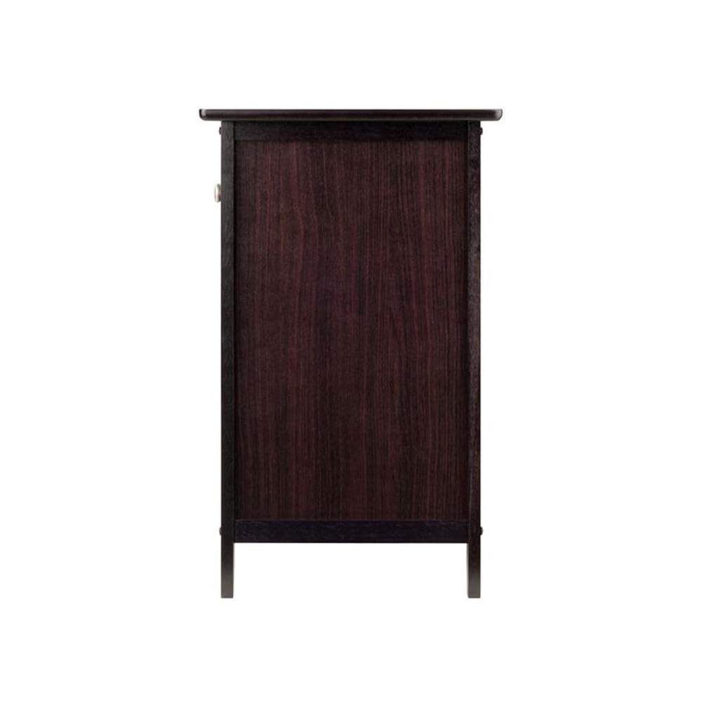 Modern 1 Drawer Wooden End Table Nightstand with Cabinet in Espresso