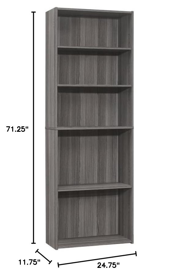 I BOOKCASE-72 H/Grey with 5 Shelves Bookcase, Gray