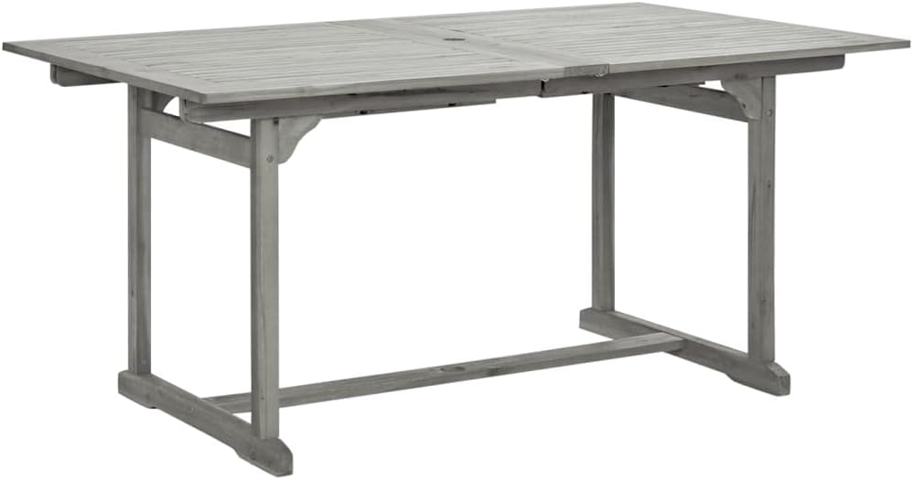 Extendable Outdoor Dining Table 63-94.5" Solid Acacia Wood with Gray Wash Finish