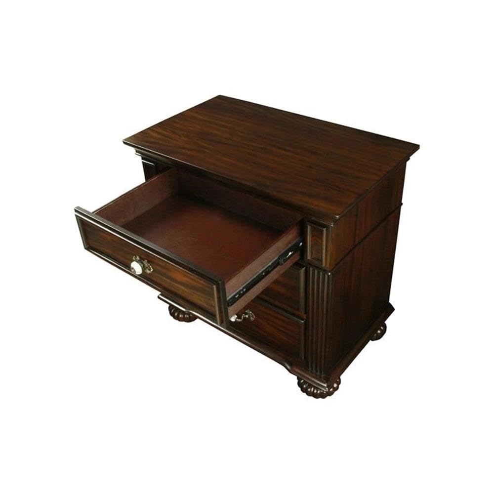 Transitional 3 Drawer Wooden Bedside Nightstand
