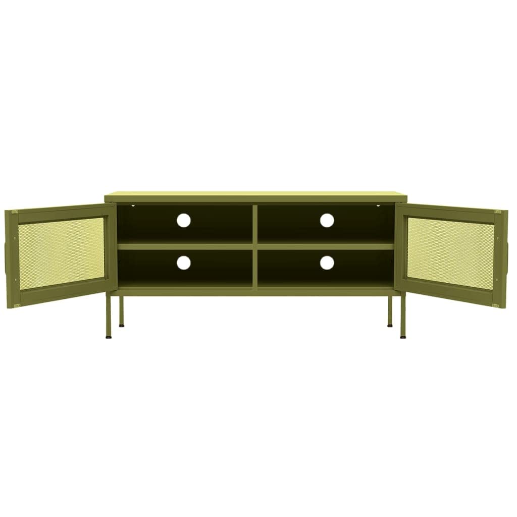 Steel TV Stand with Adjustable Levelers, Olive Green, 41.3"x13.8"x19.7"