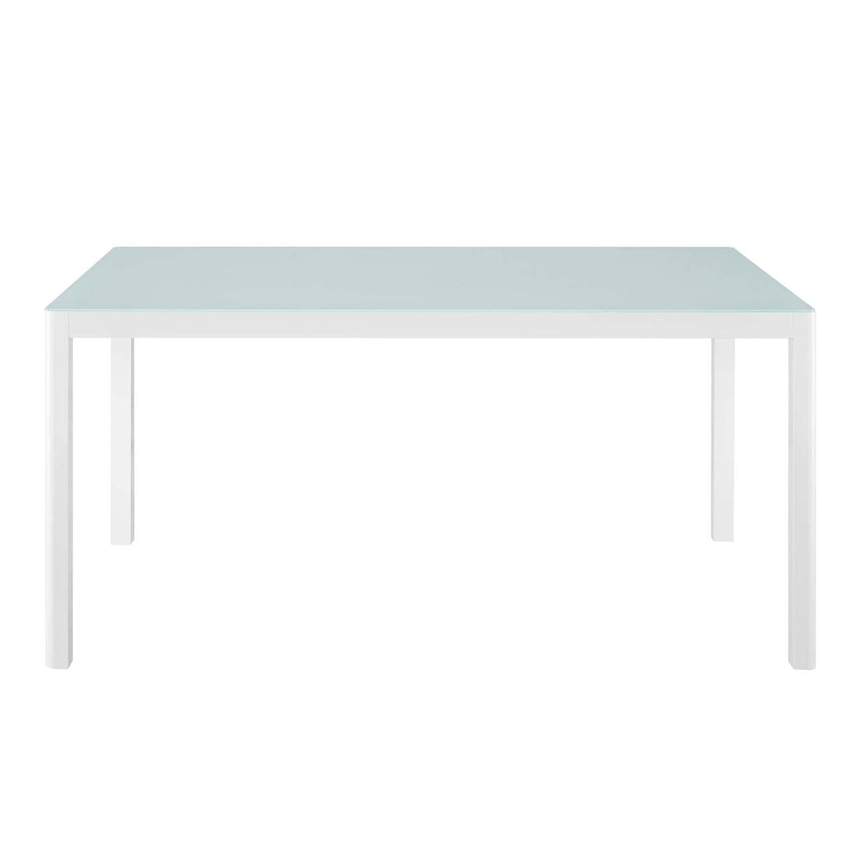 Raleigh Outdoor Dining Table - White Aluminum Frame with Slatted Top, 59" x 35.5"