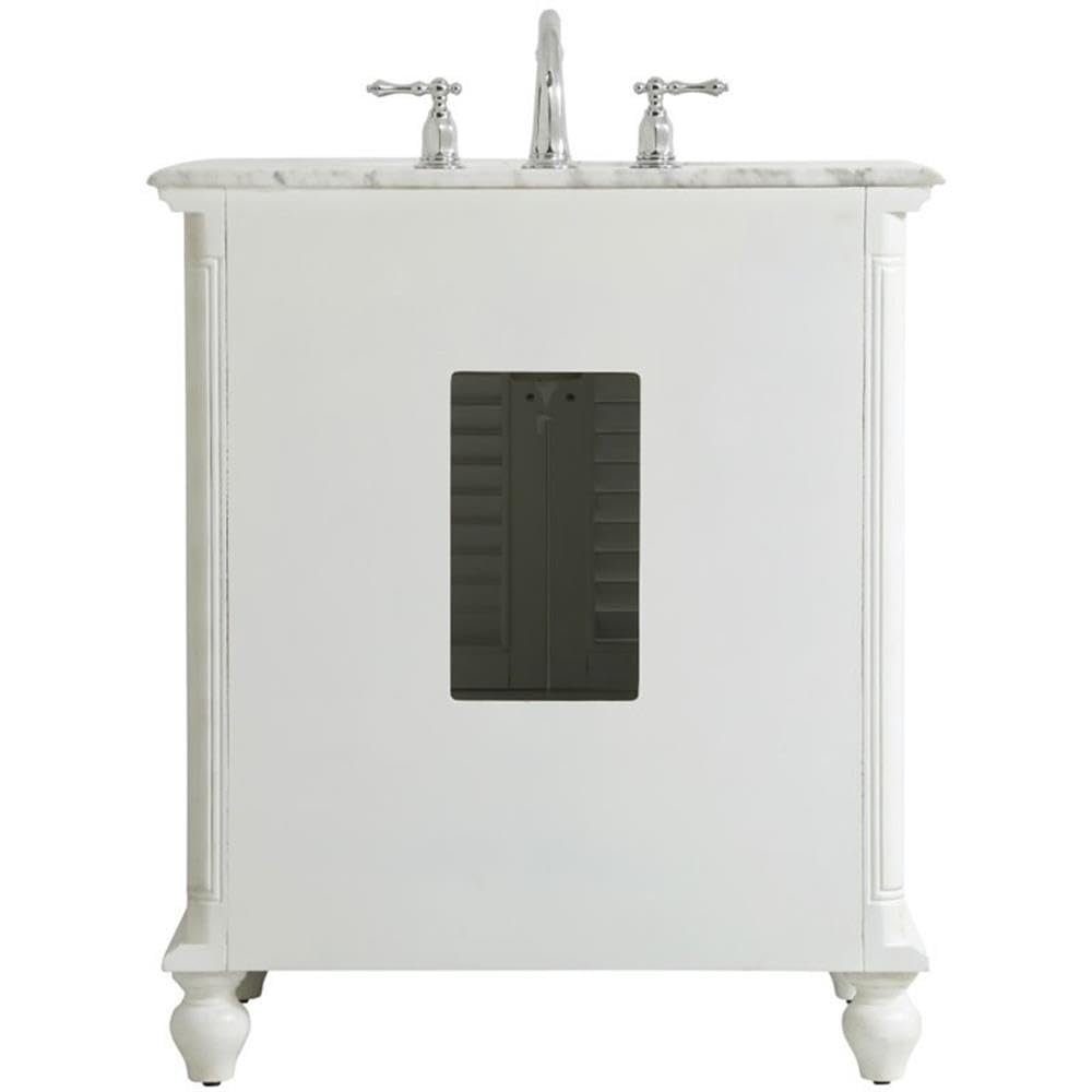 Rhodes 30" Single Marble Top Bathroom Vanity in Antique White