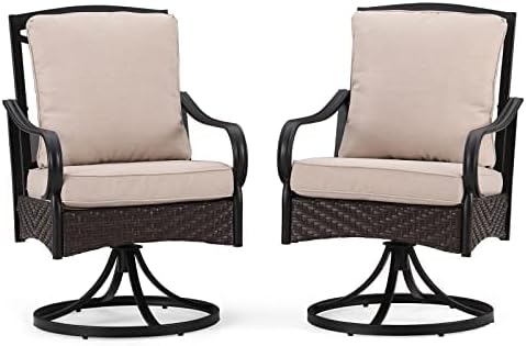 Patio Swivel Chairs Set of 4, Large & Padded Outdoor Dining Chairs