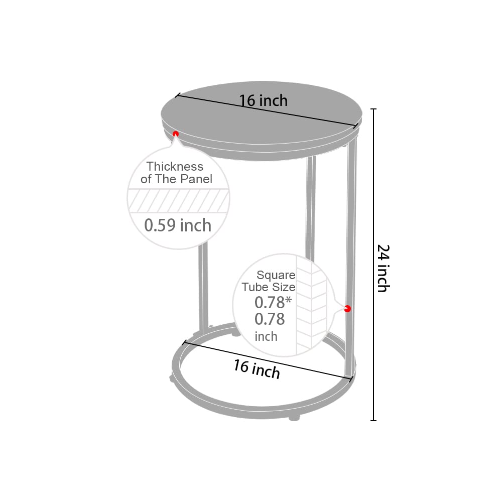 Life Concept Accent Marble Sofa Laptop C Shaped Side Table
