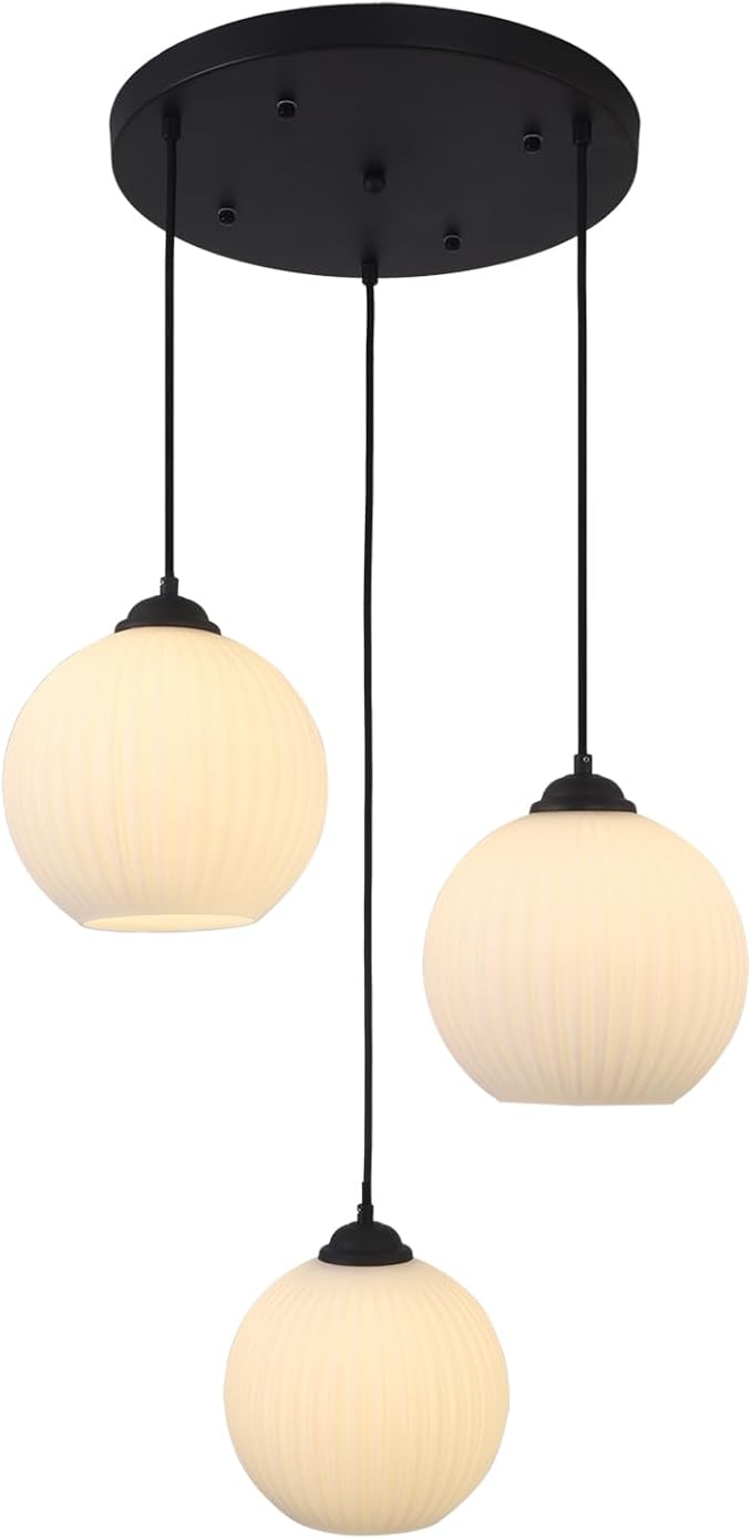 Lighting 3 Light Cluster Pendant Light Fixture Milk Glass Chandelier