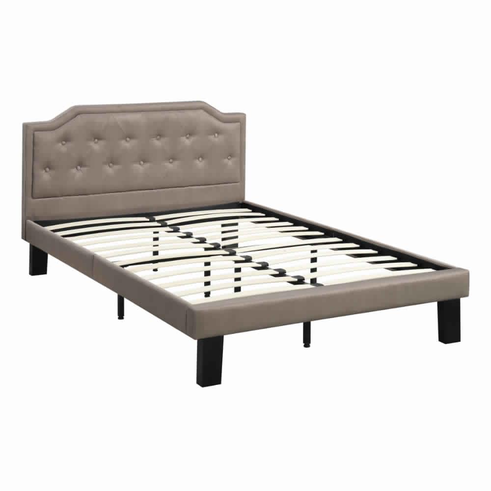 Stunning Upholstered Wooden Full Button Tufted Headboard, Tan Bed,