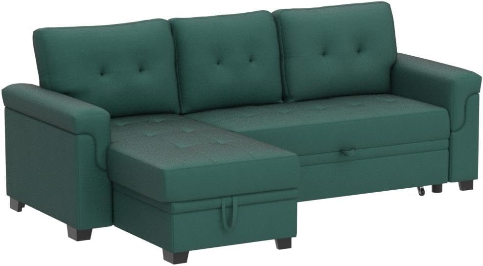 Lucca Green Sectional Sleeper Sofa - Versatile Sleeper Couch & Sofa