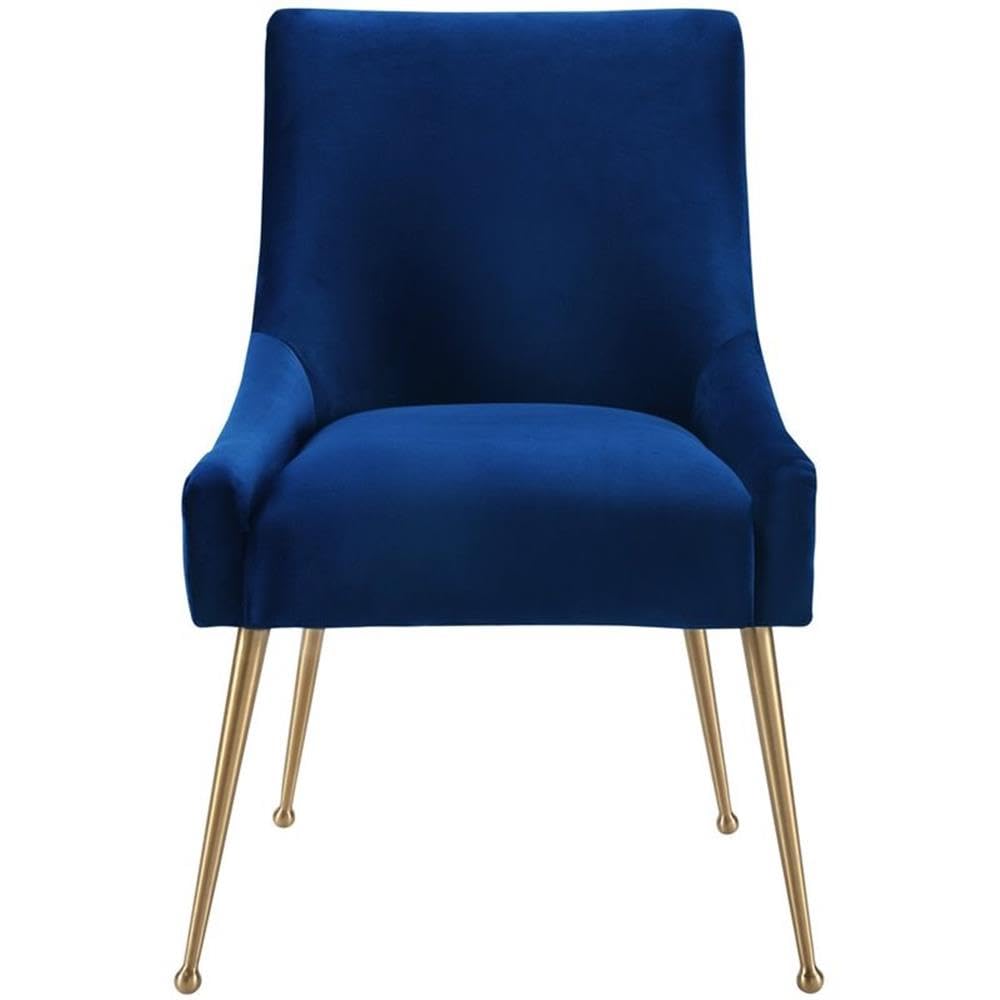 The Beatrix Collection Modern Style Living Room Velvet Upholstered Side Chair, Navy