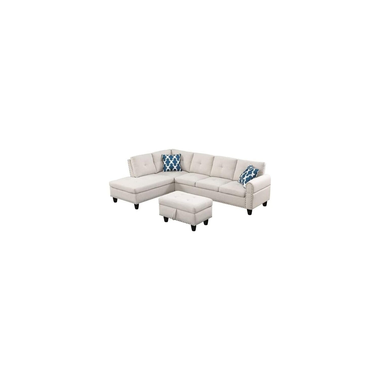 Sophisticated Simplicity Sectional Sofa with Ottoman, Living Room Set