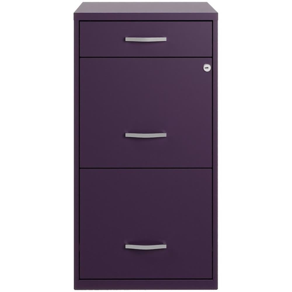 Solutions 18" Deep Modern Metal Organizer File Cabinet with Cam Lock, 3-Drawer