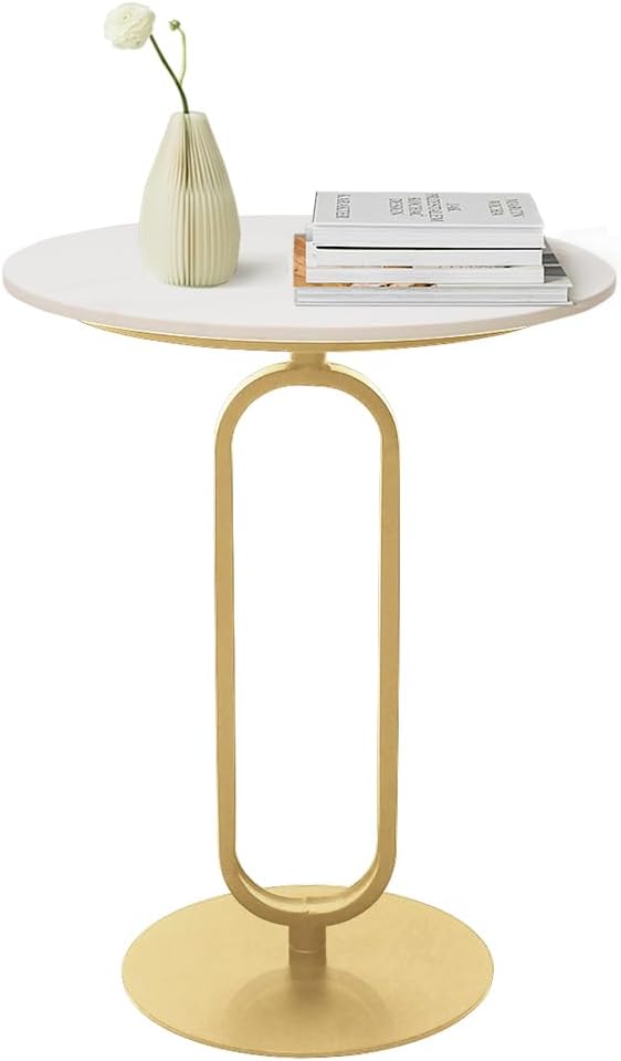 Side Table with Marble Top Metal Pub Bar Round Table Modern Sofa Side End Table Coffee
