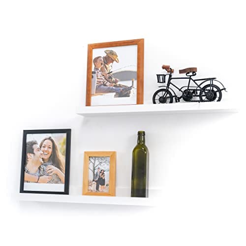 Picture Shelf, Set of 2 Wall Mounted Photo Ledge Floating Shelves for Bedroom