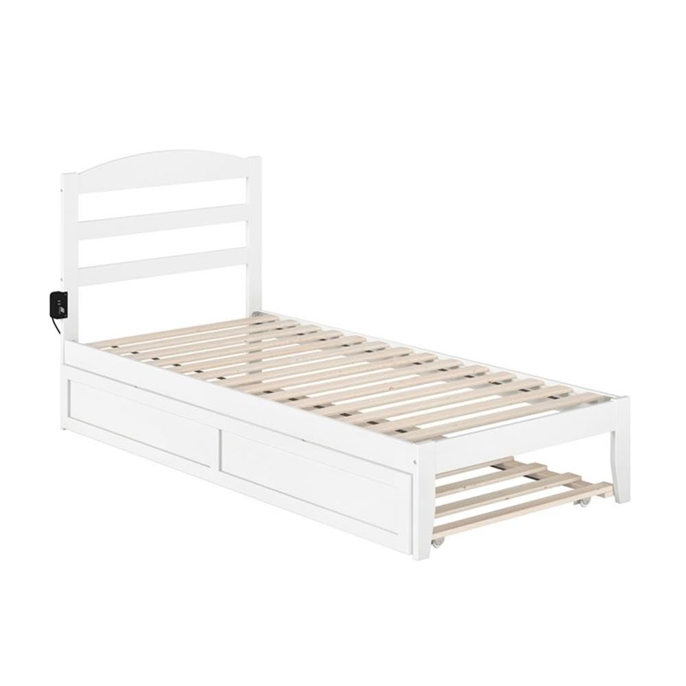 AFI Warren Solid Wood Twin XL Traditional Bed w/Twin XL Trundle in White