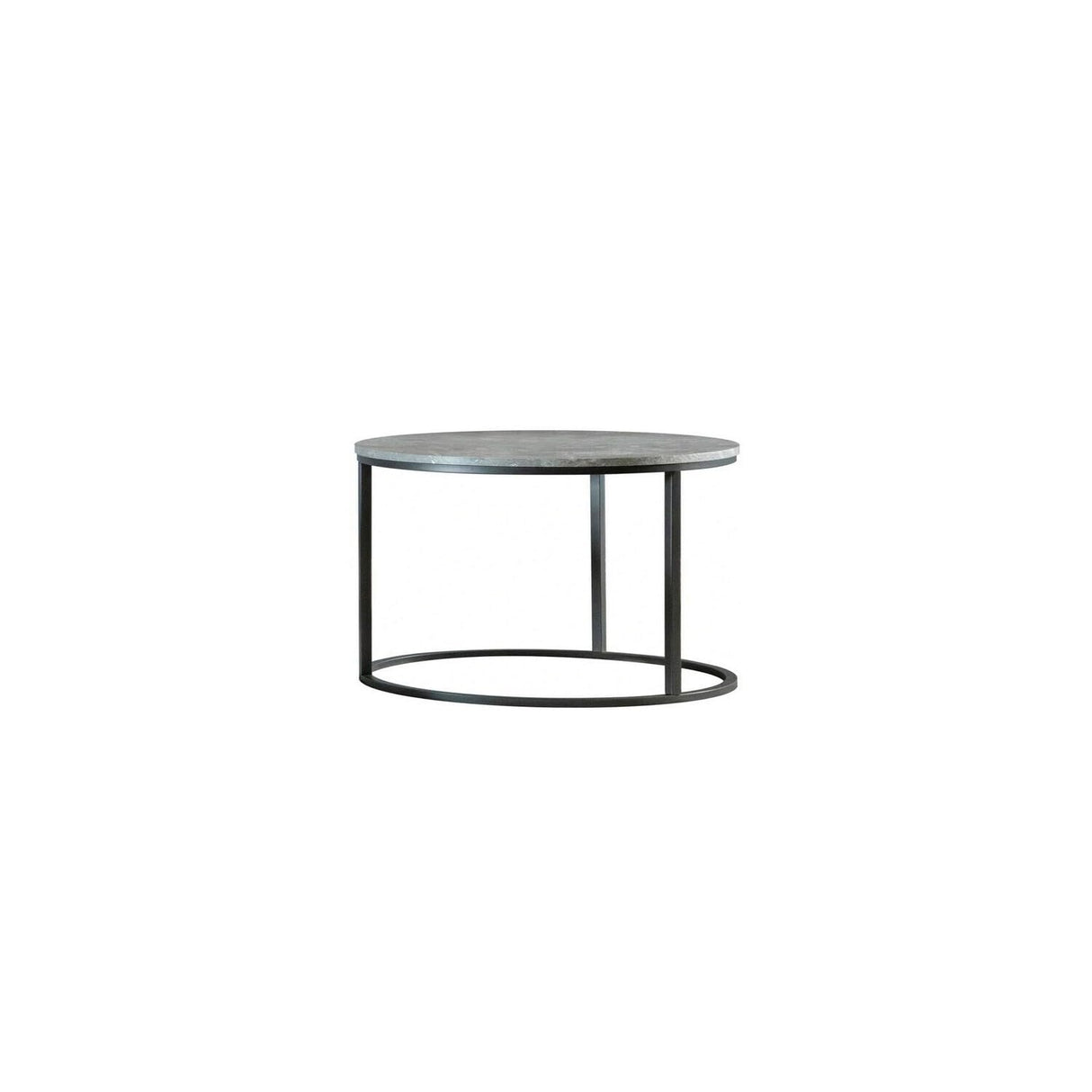 Rustic Revival 2-Piece Nesting Coffee Table Set, Round Gray Faux Marble Tabletops