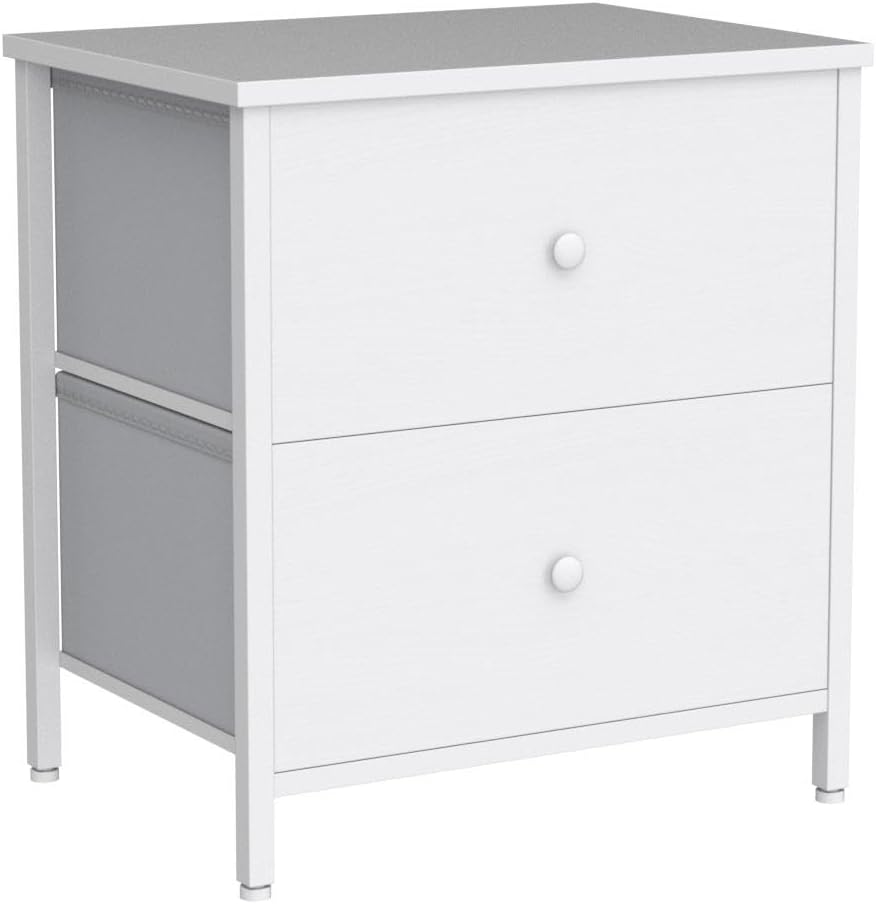 White Nightstands Set of 2, 2 Drawer Dresser