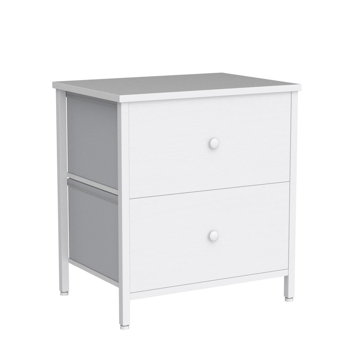 White Nightstands Set of 2, 2 Drawer Dresser