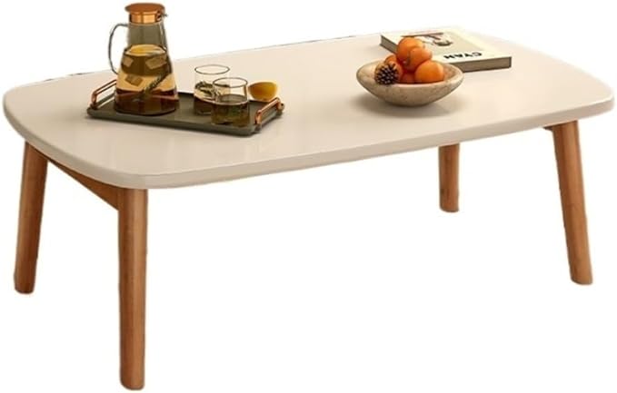 Floor Table with Folding Legs, Square Coffee Table, Modern Dining Table