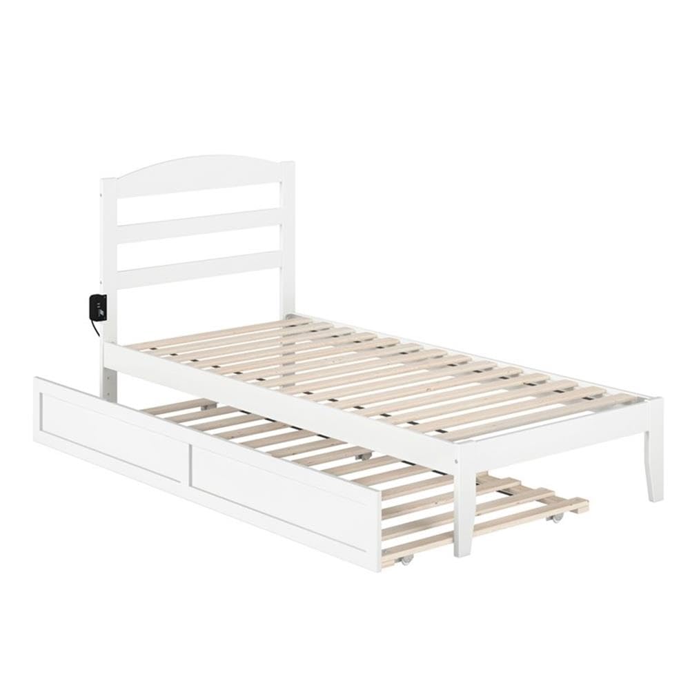 AFI Warren Solid Wood Twin XL Traditional Bed w/Twin XL Trundle in White