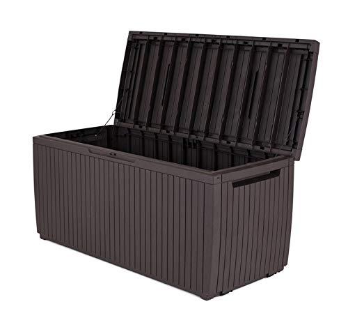 123 x 53.5 x 57 cm Springwood Outdoor Plastic Storage Box Garden Furniture - Brown