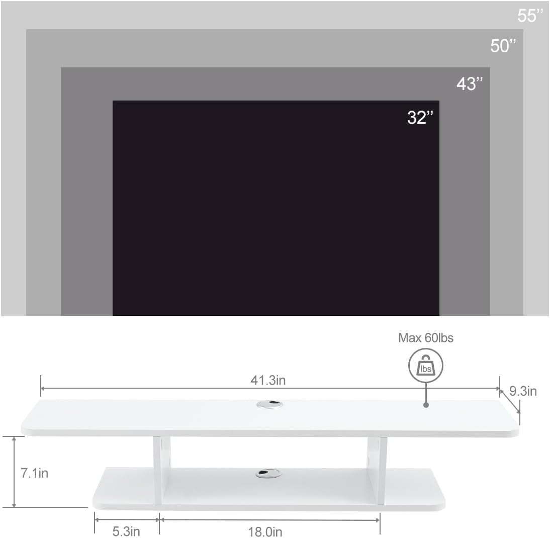 Floating TV Stand, Wall Mounted Entertainment Center and Cabinet Shelf
