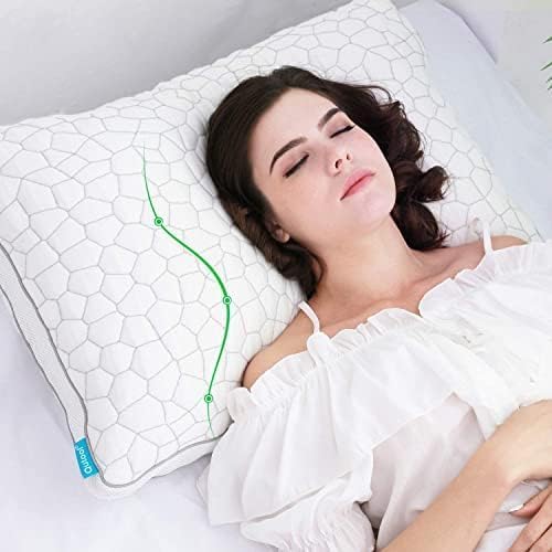 QUTOOL Shredded Memory Foam King Pillows 2 Pack, Adjustable Gel Pillows for Side Stomach and Back Sleepers Luxury Bed Pillow with Washable Cover