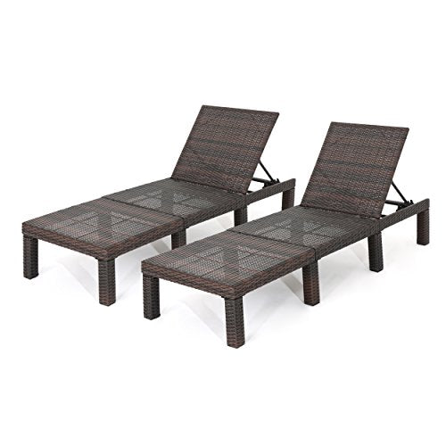 Jamaica Outdoor Wicker Chaise Lounges without Cushions, 2-Pcs Set, Multibrown