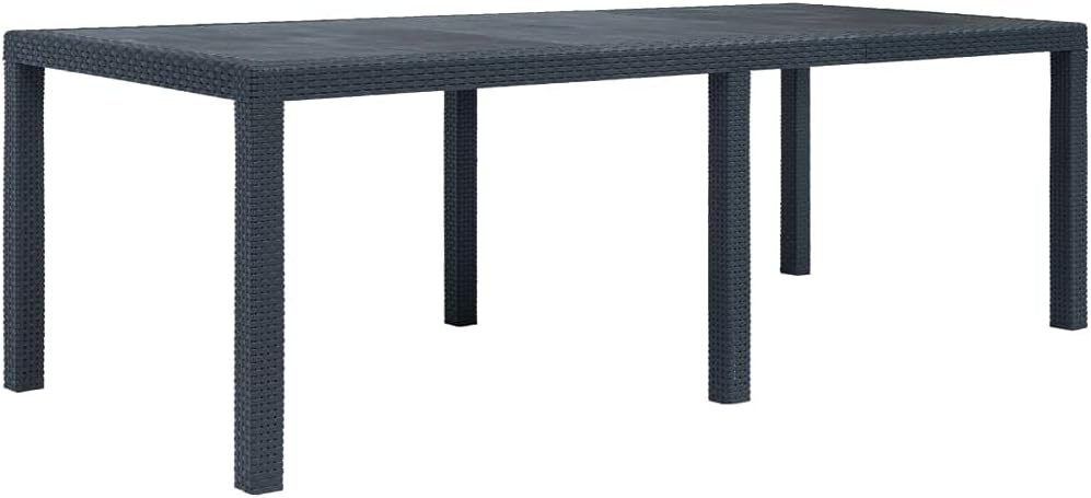 Anthracite Outdoor Dining Table - 86.6" Poly Rattan Look Patio Table