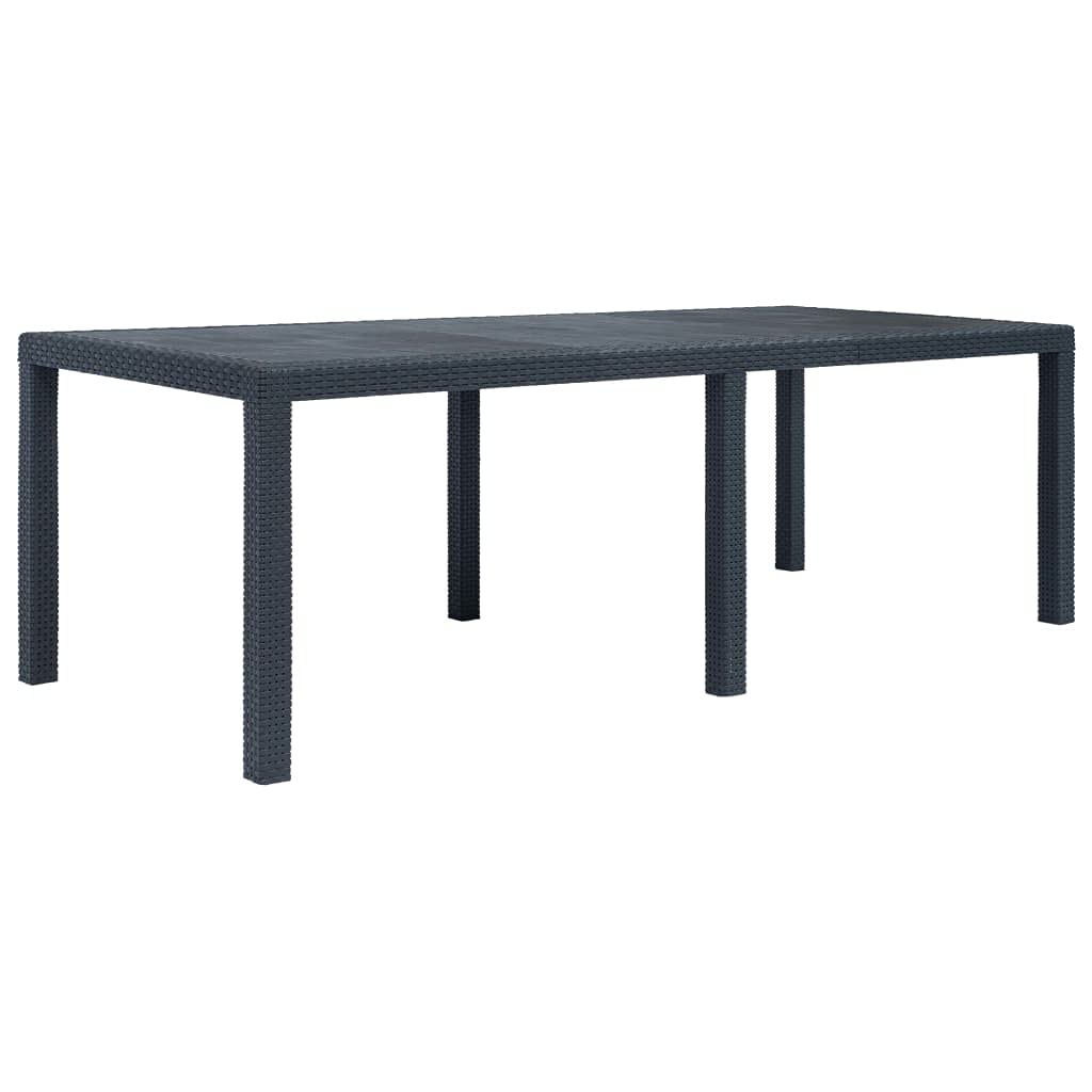 Anthracite Outdoor Dining Table - 86.6" Poly Rattan Look Patio Table