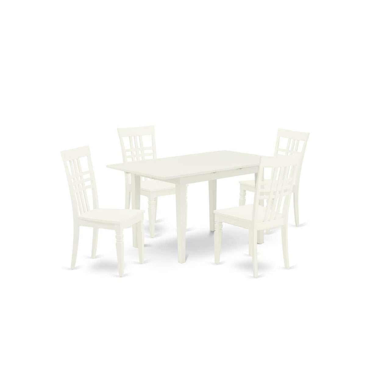 NOLG5-LWH-W 5 Piece Dining Room Table Set Includes a Rectangle Kitchen Table with Butterfly Leaf
