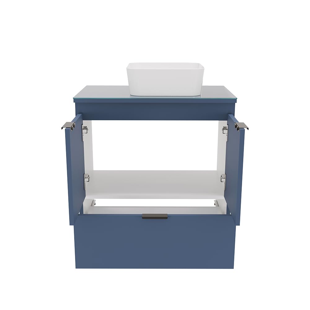 Soul 23" Combo Floating Bathroom Vanity with White Ceramic Sink Tempered Glass