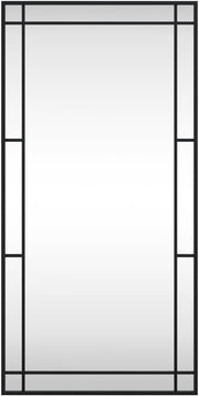 Mirror in Black  Rectangle Iron-Framed Glass Mirror for Bedroom