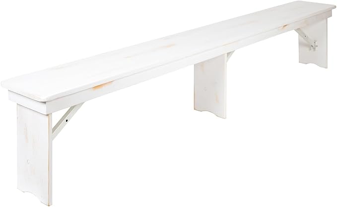 Hercules Series 8' x 12' Commercial Grade Rustic Solid Pine Folding Bench