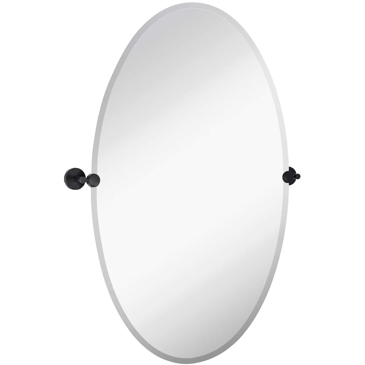24x36 Inch Oval Frameless Pivot Wall Mirror - Oil Rubbed Bronze Brackets
