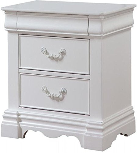 Simple Elegant White Finish 3-Drawer Nightstand