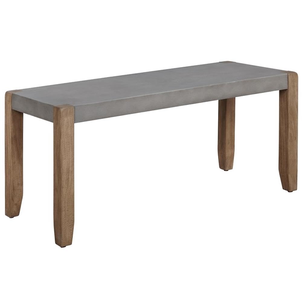 Newport 40" L Faux Concrete and Wood Bench