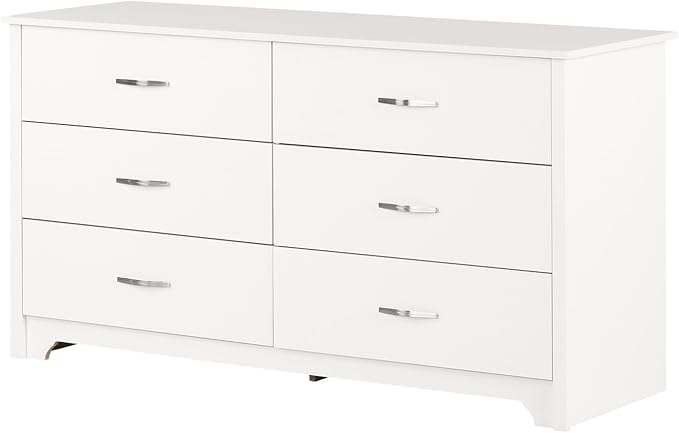 Fusion 6-Drawer Double Dresser Pure White, Contemporary