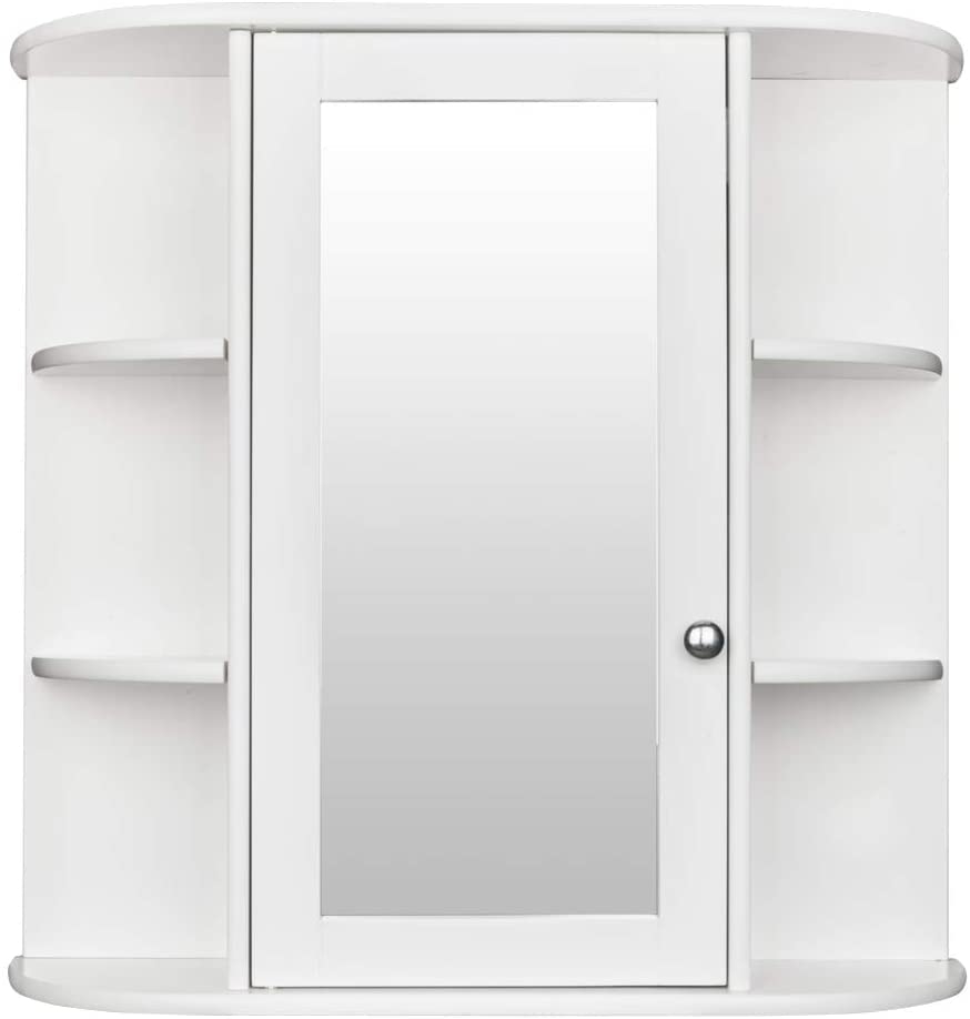 Cabinet, Bathroom Wall Storage Wooden Mounted Medicine Cabinet with Adjustable Shelf