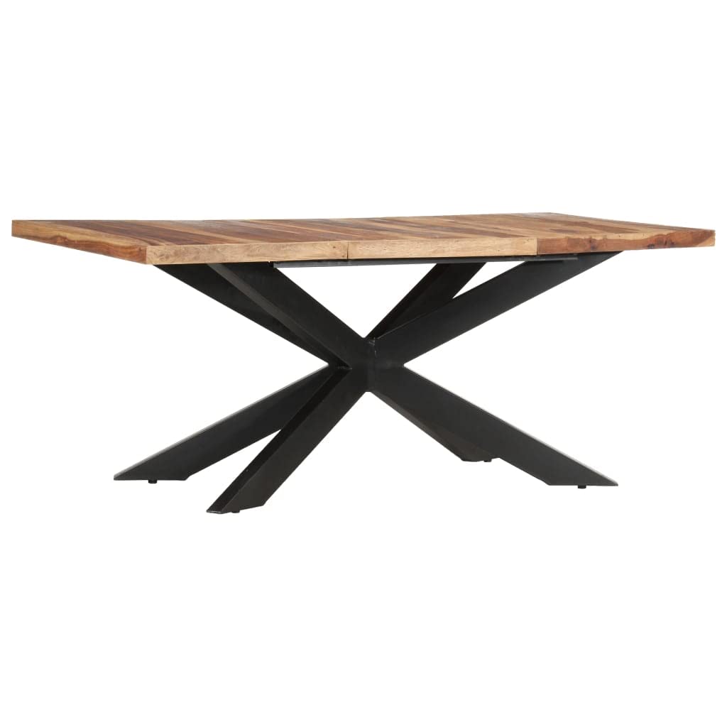 IronRoot Sheesham Wood Industrial Dining Table with Black X-Frame Base
