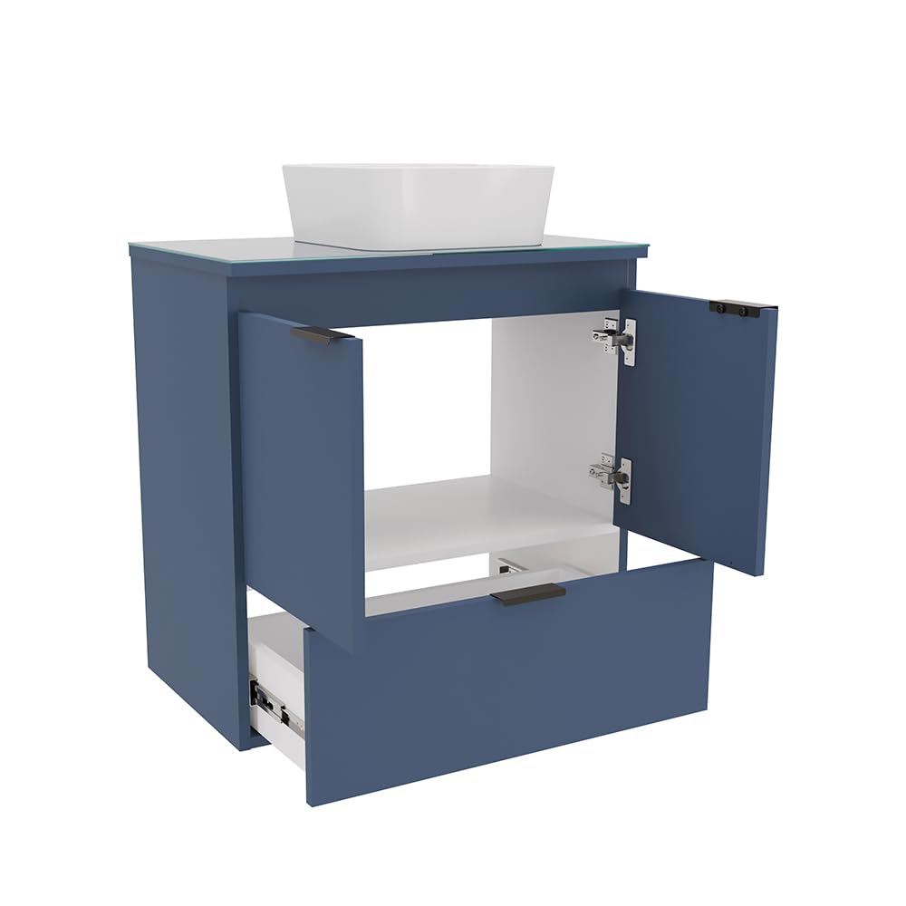 Soul 23" Combo Floating Bathroom Vanity with White Ceramic Sink Tempered Glass