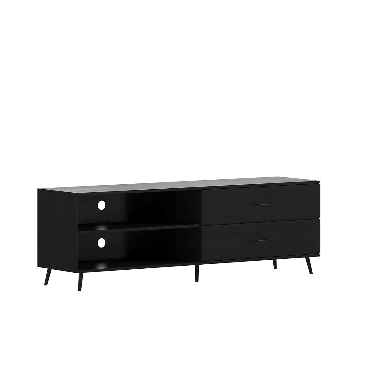 Nelson Mid Century Modern TV Stand for up to 60" TV's - Black Finish - 65" Wide